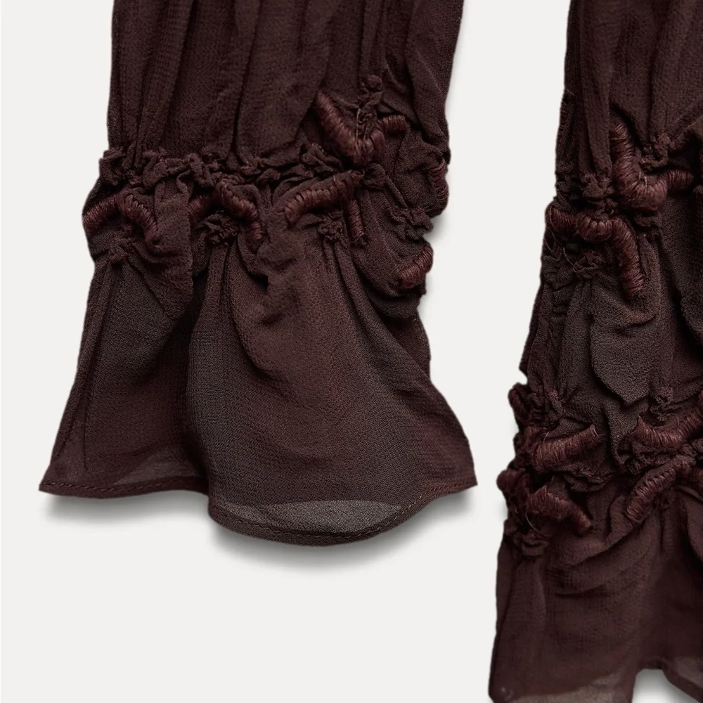 Zara Long Sleeve Top in Deep Brown Chocolate - Picture 10 of 10